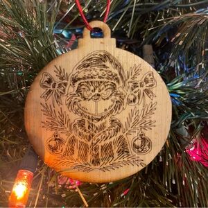 Handmade Wooden Grinch Christmas Ornament